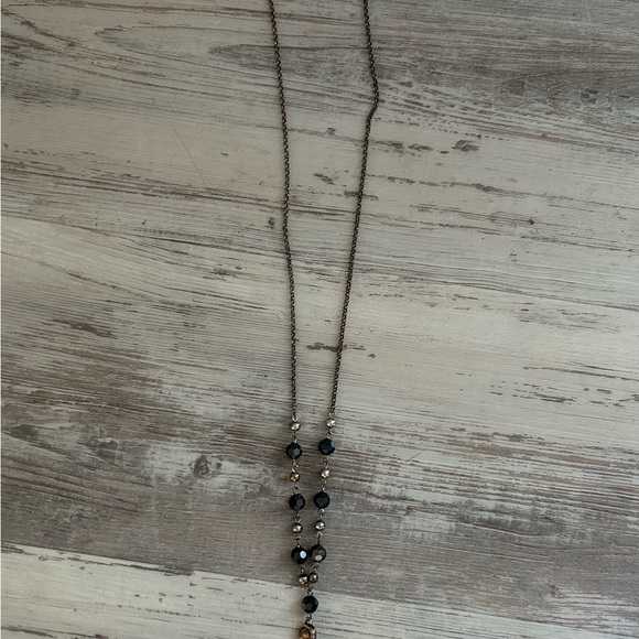 Black and silver beaded necklace - 32 inches long - Picture 3 of 5
